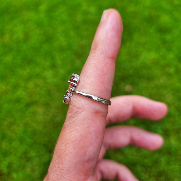 Dazzling Gemstone Butterfly Silver Ring Size 6.5 - Picture 6 of 11